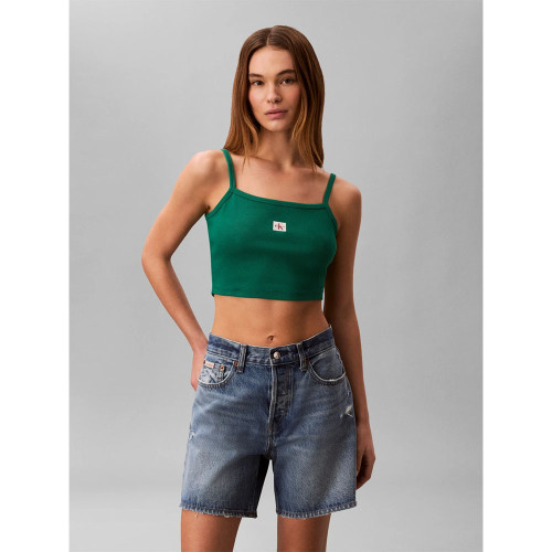 Calvin Klein Γυναικεία αμάνικη μπλούζα Cropped Ribbed Cotton Cami Top